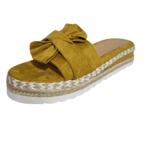 Pantofole Donna Zeppa Infradito Estive con Tacco Sandali Piattaforma Casual Donna Eleganti Slip Scarpe da Spiaggia Mare Flip Flops (E56-Yellow,41)