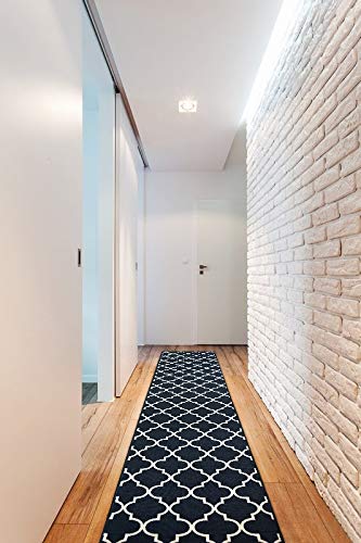 Passatoia Corridoio TRELLIS antiscivolo, per cucina, corridoio, soggiorno, robusto, moderno, nero 67x250 cm