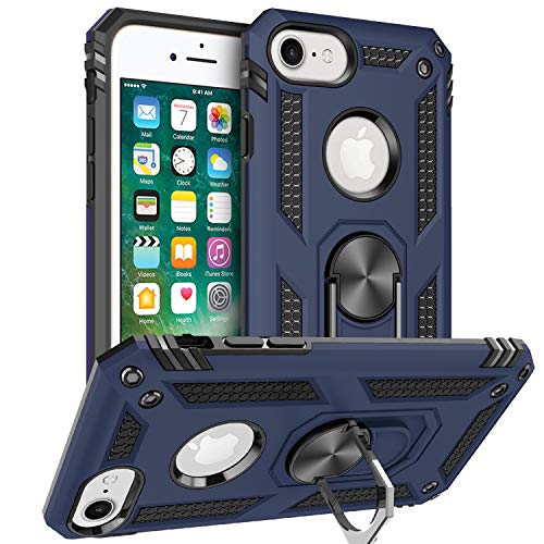 Pegoo Custodia iPhone 6, Ultra Slim armatura antiurto Copertura Cassa Custodia Silicone cover Case supporto stabile Protettiva Shell per apple iphone 8 7 6 6S (Blu Scuro)