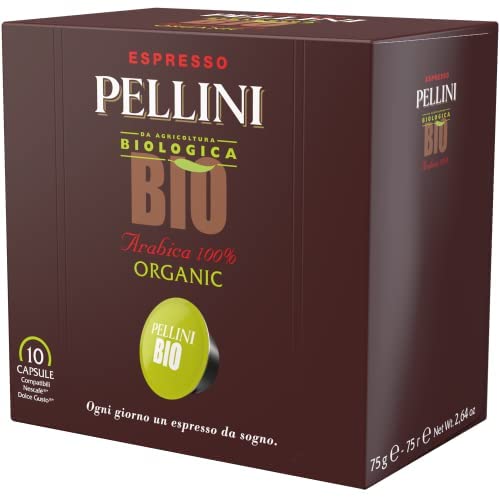 Pellini Caffè - Espresso Pellini Bio Arabica 100% (6 Astucci da 10 Capsule, Totale 60 Capsule), Compatibili Nescafé Dolce Gusto