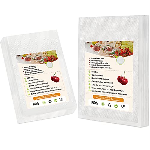 Pemoo Sacchetti Alimenti Sottovuoto - 200 Buste (15x25cm+20x30cm),Senza BPA,per Conservazione Alimenti e Cottura Sous Vide