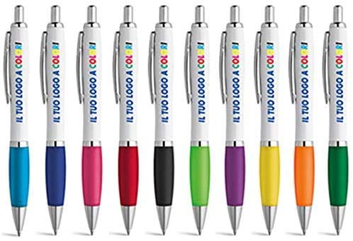 Penne Personalizzate Personalizzabili, Stampa con il tuo Logo Nome o Slogan Gadget Promozionali Stampa a Colori (100)