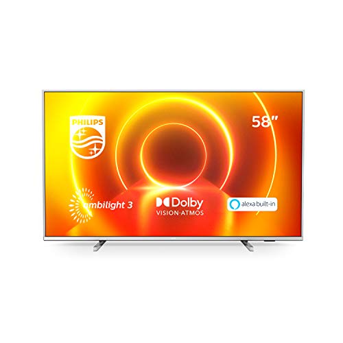 Philips 58 Pollici Smart TV 4K. Televisore LED UHD per Netflix, YouTube e Gaming Alexa Integrata   P5 Perfect Picture, Ambilight, HDR10+, Dolby Vision e Dolby Atmos   58  Philips 58PUS7855 12