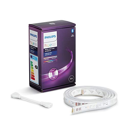 Philips Hue White&Color Ambiance Lightstrip, Striscia LED Smart da 1m, con Bluetooth (estensione per Kit base da 2m), 1600 Lumen