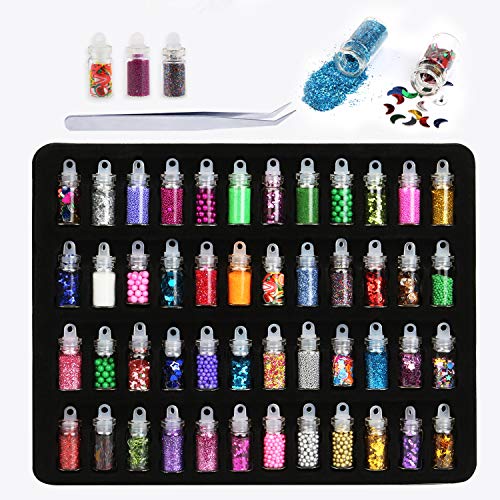 PHOGARY Set di 48 Bottiglie Glitter per unghie, Glitter Cosmetici, Cosmetico Viso e Corpo Glitter Chunky, Cosmetici Guance Viso Unghie Glitter Capelli Ombretto Glitter Frizzante Make-Up