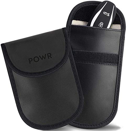 POWR 2 Sacchetti Schermati per Chiavi Auto con blocco RFID | Accessori Auto | Custodia Protettiva Chiavi Borsa Faraday | Portachiavi Schermato