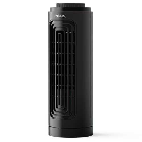 Pro Breeze Ventilatore a Torre da Tavolo da 32,5 cm con 3 Velocità della Ventola, Design Compatto Portatile, Oscillazione Automatica e Tecnologia di Raffreddamento Silenziosa