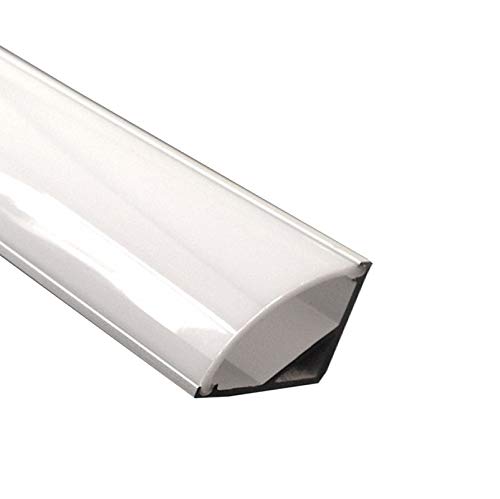Profilo Alluminio 2 mt canalina per Strisce Strip LED Barra Rigida ANGOLARE Copertura Opaco opalina accessori montaggio inclusi