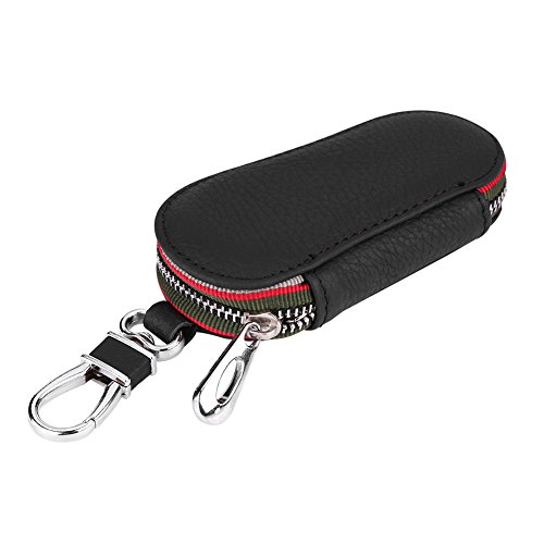 Qiilu Car Key Case Zipper raccoglitore, Universale Custodia portachiavi per auto Caso chiave Cuoio dell unità di elaborazione Nero Marrone