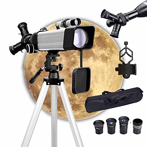 QUNSE Telescopio Astronomico 20x-167x, 60 500mm, Ideale per Bambini e Adulti Principianti, Include Adattatore Mobile, una Custodia, Treppiede (B)