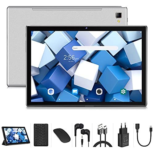 qunyiCO Y20 Tablet 10.1 Pollici Android 10 GO, 4G LTE + 5G WiFi, Dual SIM, 8000mAh, Tipo C, Octa-Core, 4GB RAM + 64GB ROM, 5.0MP + 13.0MP Doppia Fotocamera, 1280 * 800,GPS,con mouse | Tastiera e Cover
