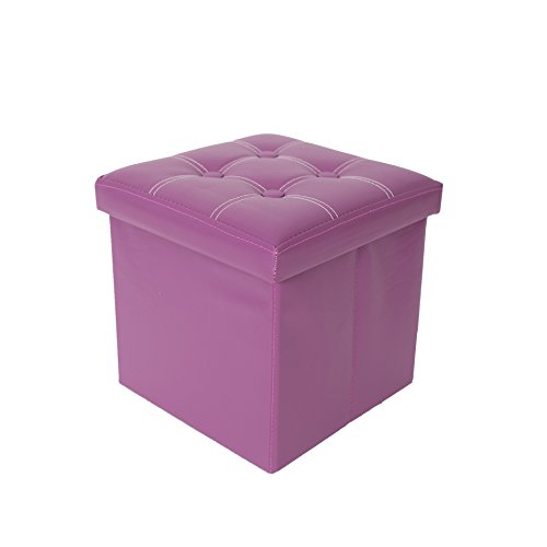 Rebecca Mobili Puff contenitore, sgabello cubo moderno, Finta pelle mdf, per arredo casa - Misure 30 x 30 x 30 cm (HxLxP) - Art. RE4634
