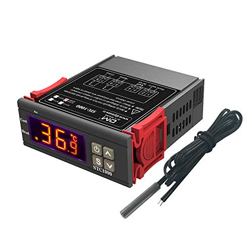 Regolatore di temperatura AC 110 V-220 V, termostato digitale universale STC-1000 con sonda del sensore di temperatura, display centigrado e Fahrenheit, caldo freddo