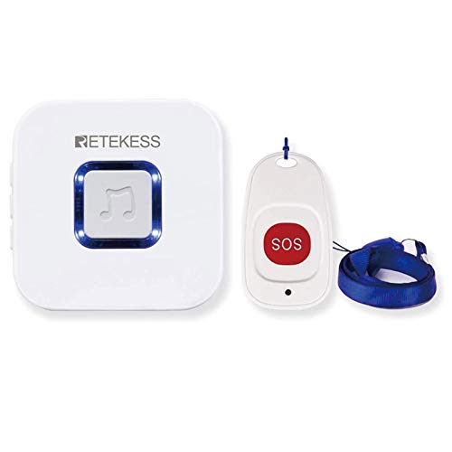 Retekess TH101 Wireless Sistema di Chiamata Emergenza Piccolo SOS Pulsante Cercapersone e Campanello Ricevitore Regalo per Anziani Bambini Gravida Ospedale Casa di Cura