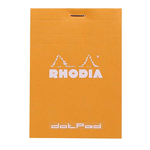 Rhodia 12558C - Blocco DotPad con rigatura a puntini, fogli microperforati, 80 g, 85 x 120 mm, 80 fogli, arancione