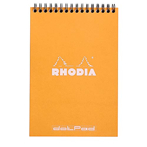 Rhodia 16503C - Bloc-notes con doppia spirale, formato A5, 80 g, 14,8 x 21 cm, 80 fogli con rigatura a puntini, 1 pezzo, colore: Arancio