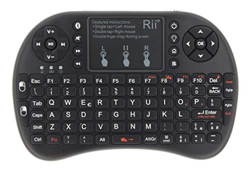 Rii Mini i8+ Wireless + Bluetooth (layout ITALIANO), Mini Tastiera retroilluminata con touchpad, compatibile con Smart TV, TV Box, Tablet, Smartphone, Console, PC, Fire TV, Raspberry