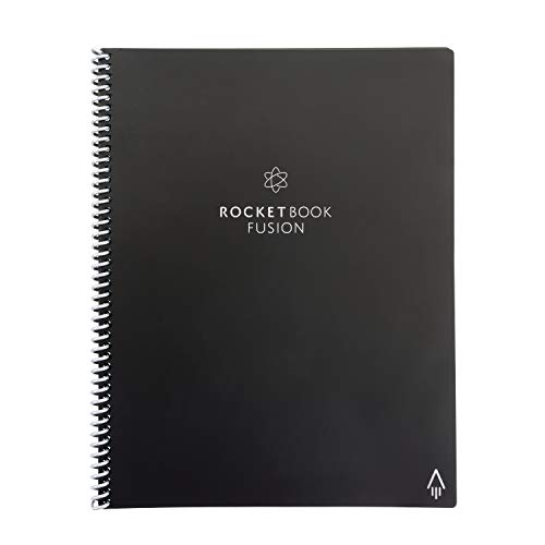 Rocketbook Fusion Quaderno riutilizzabile - Nero, Letter A4, Compatibile con Sistemi Cloud – Taccuino Digitale - Penna Pilot Frixion e Panno Inclusi