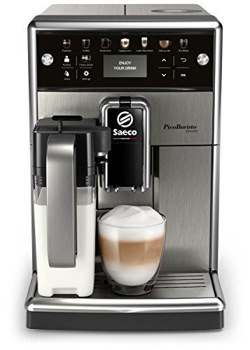 Saeco PicoBaristo Deluxe SM5573 10 Macchina per espresso automatica in acciaio inox con caraffa per latte e pulsanti tattili