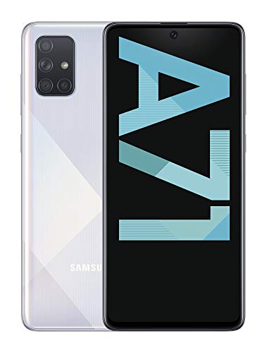Samsung Galaxy A71 Smartphone, Display 6.7  Super AMOLED, 4 Fotocamere Posteriori, 128 GB Espandibili, RAM 6 GB, Batteria 4500 mAh, 4G, Dual Sim, Android 10, Prism Crush Silver