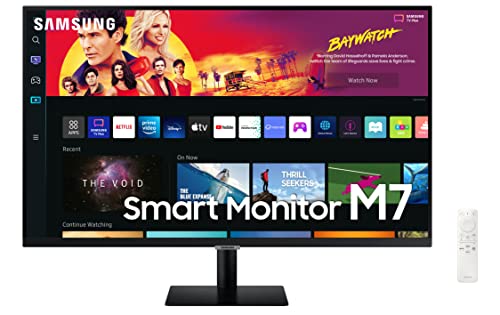 Samsung Smart Monitor M7 (S32BM702), Flat 32  , 3840x2160 (UHD 4K), Piattaforma Smart TV (Amazon Video, Netflix), Airplay, Mirroring, Office 365, Wireless Dex, Casse Integrate, WiFi, HDMI, USB Type-C