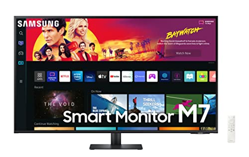 Samsung Smart Monitor M7 (S43BM700), Flat 43  , 3840x2160 (UHD 4K), Piattaforma Smart TV (Amazon Video, Netflix), Airplay, Mirroring, Office 365, Wireless Dex, Casse Integrate, WiFi, HDMI, USB Type-C
