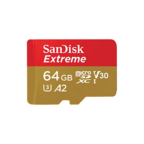 Sandisk Extreme Scheda Di Memoria Microsdxc Da 64 Gb E Adattatore Sd Con App Performance A2 E Rescue Pro, Rosso Oro