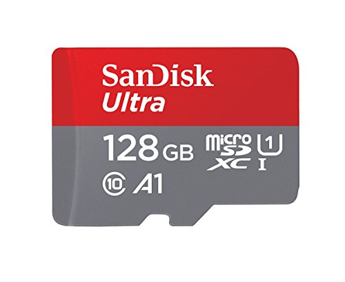 SanDisk Scheda Di Memoria MicroSDXC Da 128 GB E Adattatore SD, Rosso Grigio