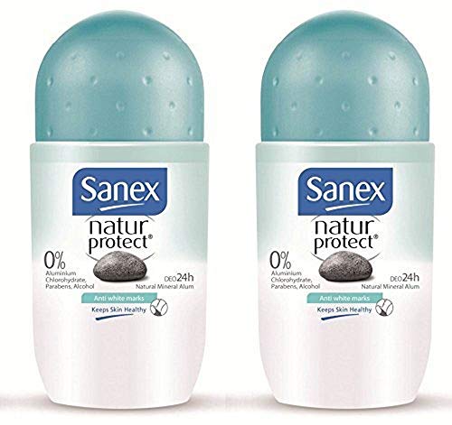Sanex Deodorante Roll-On Natur Proteggere Anti bianco Tracce 50 ml Set di 2