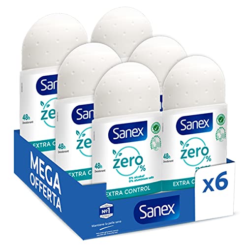 Sanex Deodorante Roll-On Zero% Extra Control, Protezione 48h, 50 ml...