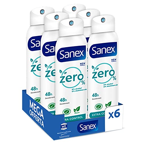 Sanex Deodorante Spray Zero% Extra Control, Protezione 48h, 150 ml,...