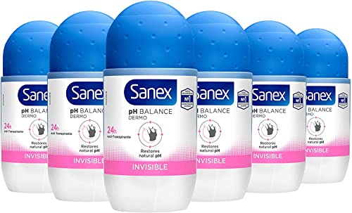 SANEX DERMO Deodorante Invisibile Roll-on Donne Per Tutti I Tipi di Pelle 50 ml Confezione da 6