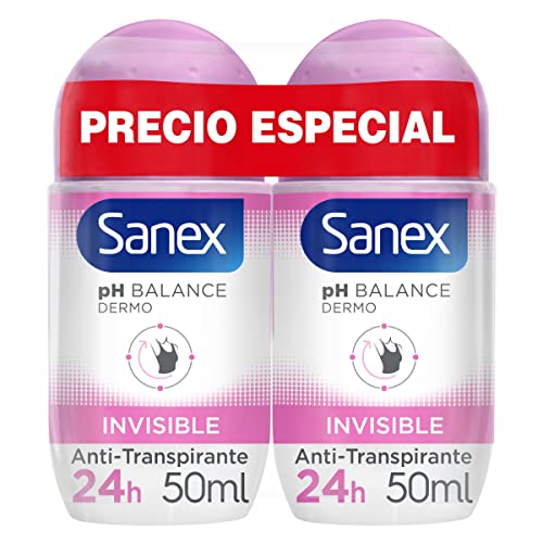 Sanex Dermo Invisible Deodorante Roll-On, Confezione da 2 pezzi
