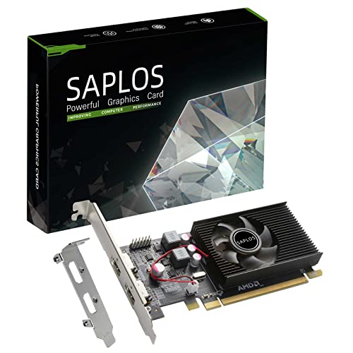 SAPLOS Radeon HD 6570 Scheda Grafica, Doppio HDMI, 1G GDDR3 64-bit, Scheda Video PC, Low Profile per Mini Computer, GPU, PCIe x16 Graphics Card, 60W