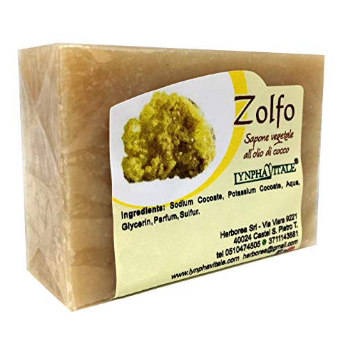 Sapone allo Zolfo - Sapone Artigianale 100% naturale e vegetale - Saponetta allo zolfo rinfrescante ideale per pelli grasse - Made in Italy