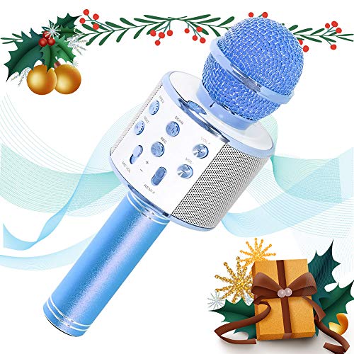 SaponinTree Microfono Karaoke Bluetooth, Wireless Bambini Portatile Karaoke Microfono con Altoparlante per Cantare, Compatibile con Android iOS o Smartphone