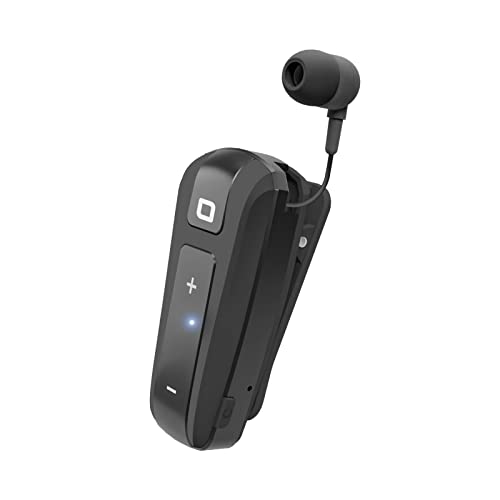 SBS Auricolare Bluetooth con Clip e Filo avvolgibile, Tecnologia multipoint per collegare 2 dispositivi contemporaneamente, Tempo Chiamata Fino a 7 Ore, Nero