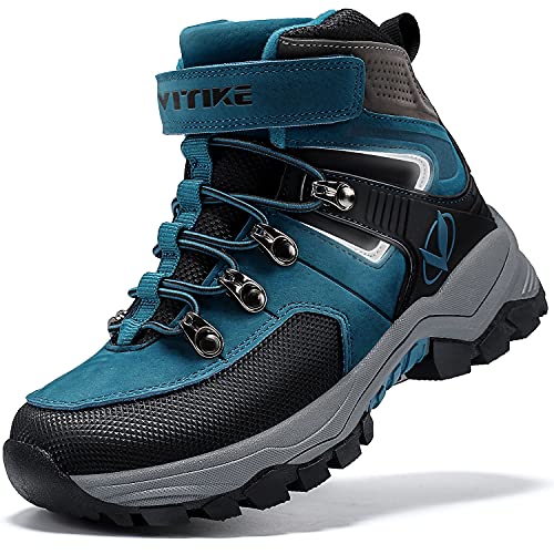 Scarpe da Escursionismo Stivali da Neve Scarpe da Trekking Calzature da Escursionismo Unisex – Bambino(H Blu,32 EU)