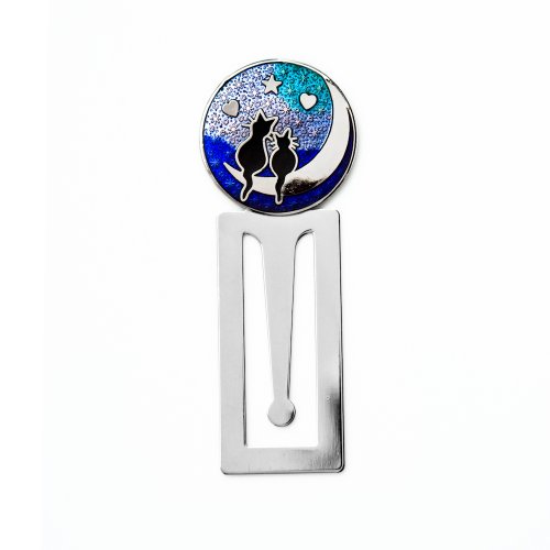 Sea Gems in confezione regalo Gatti sulla luna con cuori placcati argento segnalibro 0267
