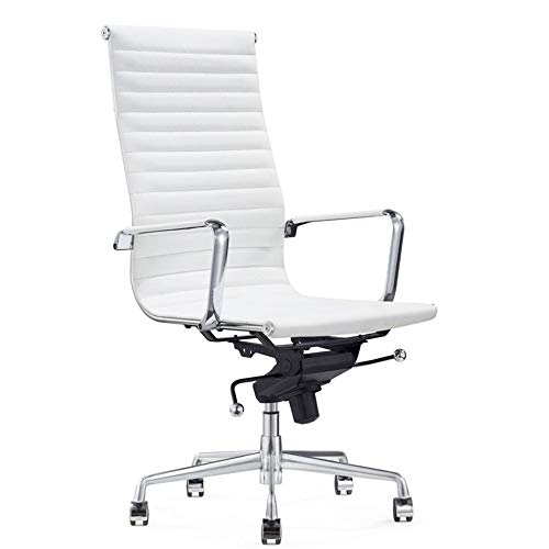 Sedia da scrivania White Madrid di Vivol in 100% vera pelle - Sedia per scrivania e sedia da ufficio ergonomica
