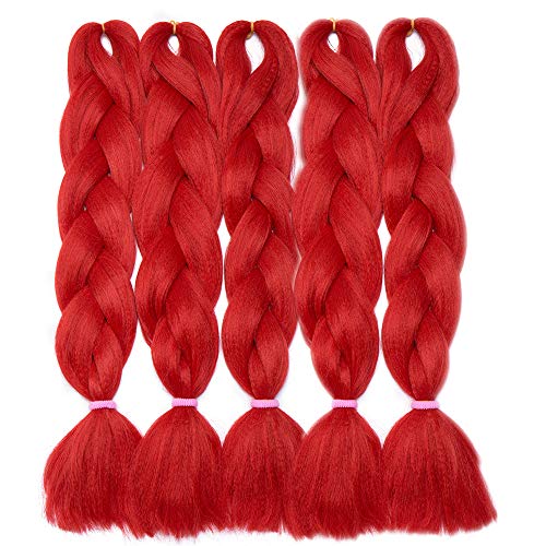 SEGO Treccine Africane Extension Afro Capelli Sintetici Treccia Finta Braids Braiding Hair Intrecciati Trecce Lunghe 60cm Crochet 500g - Rosso