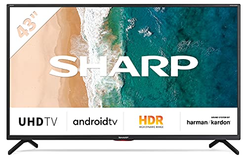 Sharp Aquos 43BN6E - 43  Smart TV Frameless, 4K Ultra HD Android 9.0, Wi-Fi, DVB-T2 S2, 3840 x 2160 Pixels, Nero, suono Harman Kardon, DOLBY ATMOS, 4xHDMI 3xUSB, 2020