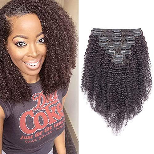 Silk-co 65cm Extension Clip Capelli Veri Kinky Curly #Nero Naturale Africana Extensions Virgin Human Hair 8 Fasce Capelli Ricci 120g Double Weft