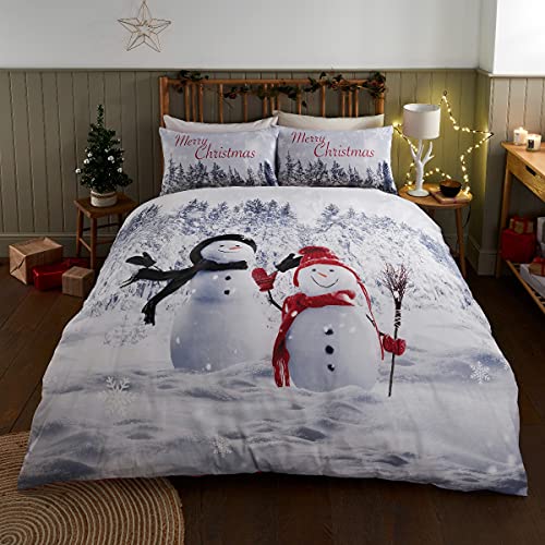 Sleepdown Merry Christmas - Set di biancheria da letto con copripiumino e federe, reversibile, morbido, facile da pulire, colore: Rosso
