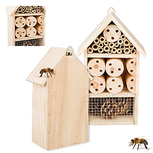 Smart Planet Casetta per insetti 15 cm x 25 cm con supporto per il proprio giardino – nido come aiuto per le intemperie – Casetta per insetti per la protezione naturale per api