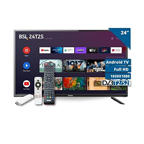 Smart TV 24 Pollici BSL-24T2SATV LED Full HD 1920x1080 | DVBT2 | DVB-S2 | Stick ATV Incluso | Controllo vocale | Chromecast.