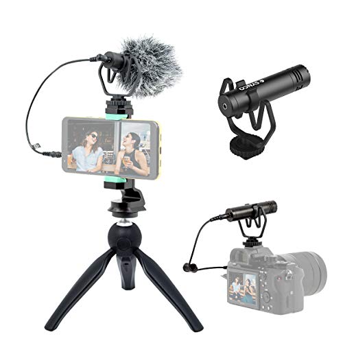 Smartphone Video Rig Kit, SYNCO M1P Microfono-Direzionale -Esterno-Fotocamera-Reflex con Treppiede, Shotgun Microfono Condensatore Supercardioide