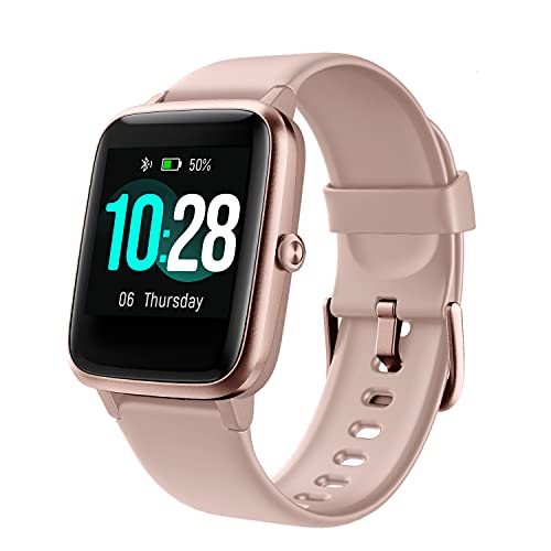 Smartwatch, Fitness Tracker Impermeabile IP68, per Donna Uomo Bambini Orologio Fitness con Cardiofrequenzimetro Pedometro Contapassi Monitoraggio, per iOS Android, Pink
