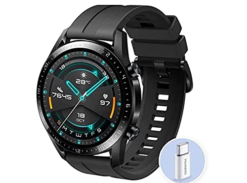 Smartwatch HUAWEI Watch GT 2 46 mm con adattatore Huawei AP52, GPS, 15 modalità di allenamento, display del quadrante in vetro 3D, chiamata tramite Bluetooth, Matte Black