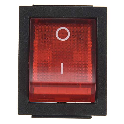 SODIAL(R) Intterrutore a bilanciere a 4 Pin DPST on off Snap in con Luce Rossa 15A 250V 20A 125V AC 28x22mm